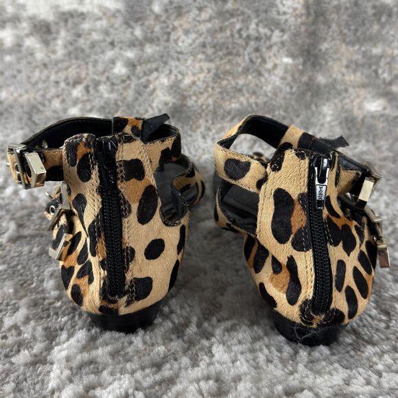 Gianni Bini Sz 8 Cheetah Animal Print Real Fur Calf Hair Sandals - Picture 4 of 10